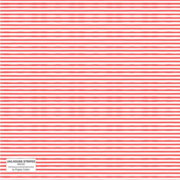 Poppie Cotton Jailhouse Stripes JS24284 Waldo Red By The Yard