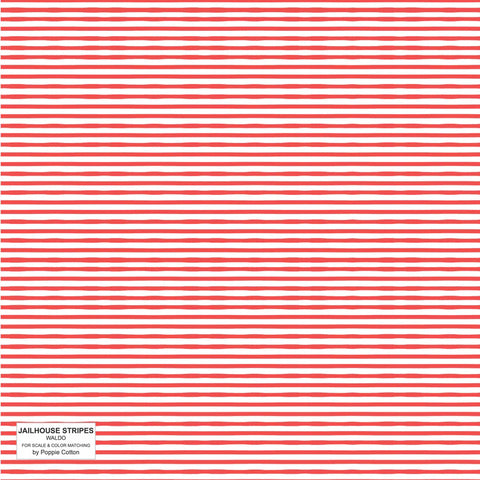 Poppie Cotton Jailhouse Stripes JS24284 Waldo Red By The Yard