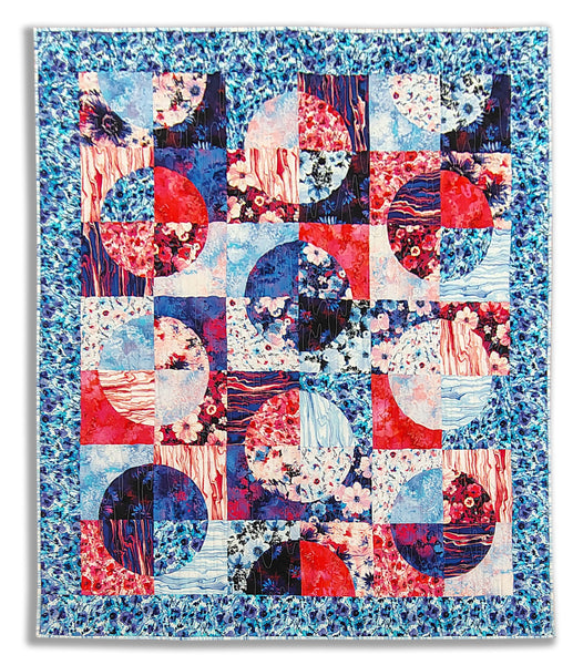 Drunkards Path 53 x 63" Fully Finished Sample Quilt - Wild Blue