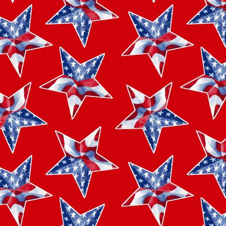 Henry Glass & Co. Wings Of Freedom 1534 87 Red Tossed Star By The Yard