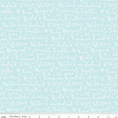 Riley Blake Winter Magic C16363 Aqua Winter Words By The Yard