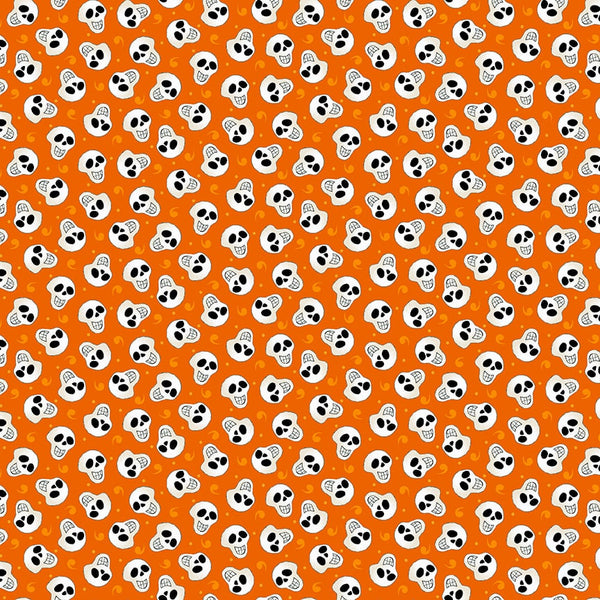 Henry Glass & Co. Witch's Night Out 754G 30 Orange Tossed Skull By The Yard