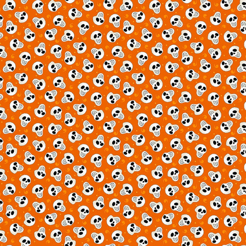 Henry Glass & Co. Witch's Night Out 754G 30 Orange Tossed Skull By The Yard