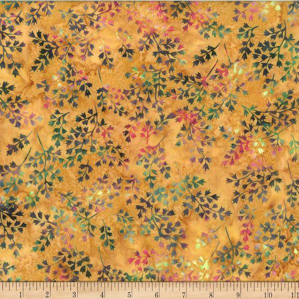 Hoffman Batik X2619 432 Dijon Winter Leafy By The Yard