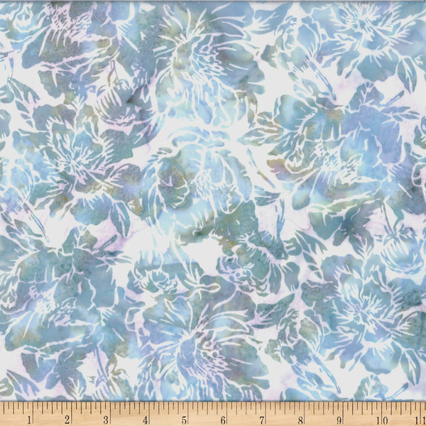 Hoffman Batik X2620 708 Baby Blue Peonies By The Yard
