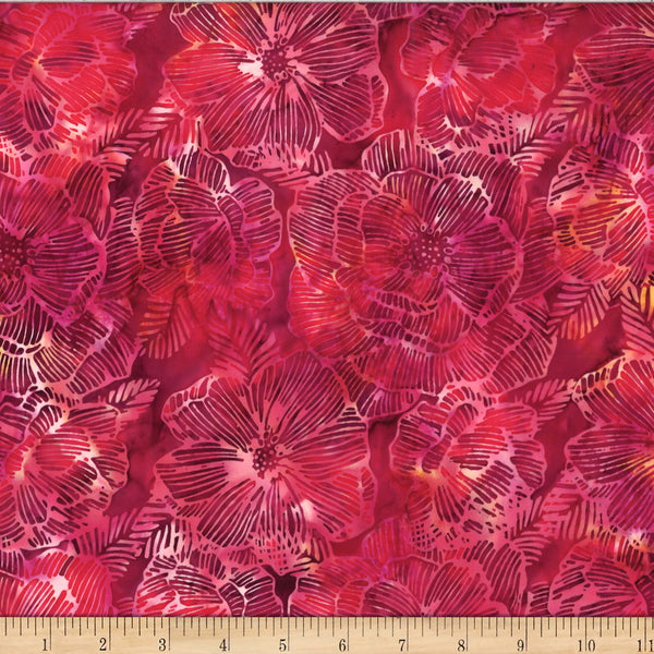 Hoffman Batik X2621 231 Garnet Stripey Floral By The Yard
