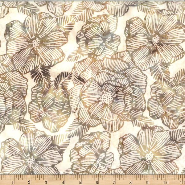 Hoffman Bali Batik X2621 84 Wheat Stripe Floral By The Yard