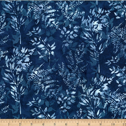 Hoffman Bali Batik X2627 19 Navy Leafy Branches By The Yard
