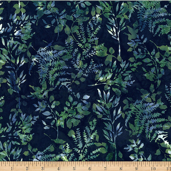 Hoffman Batik X2627 216 Black Jade Leafy Branches By The Yard