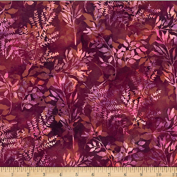 Hoffman Batik X2627 231 Garnet Leafy Branches By The Yard