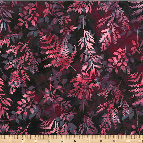 Hoffman Batik X2627 38 Burgundy Leafy Branches By The Yard