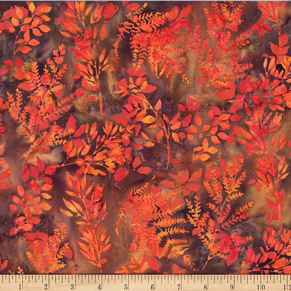 Hoffman Bali Batik X2627 431 Cayenne Leafy Branches By The Yard