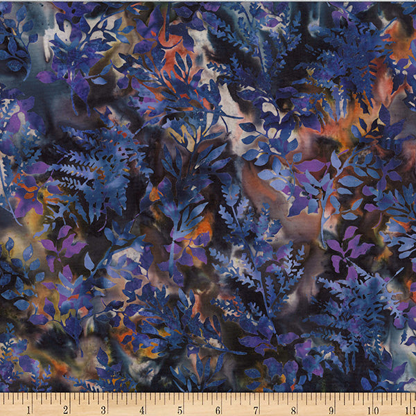 Hoffman Batik X2627 658 Electric Purple Leafy Branches By The Yard