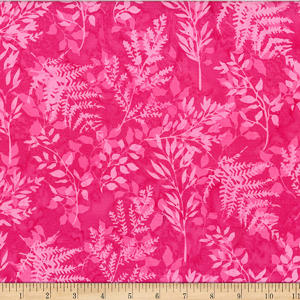 Hoffman Batik X2627 H12 Hot Pink Leafy Branches By The Yard