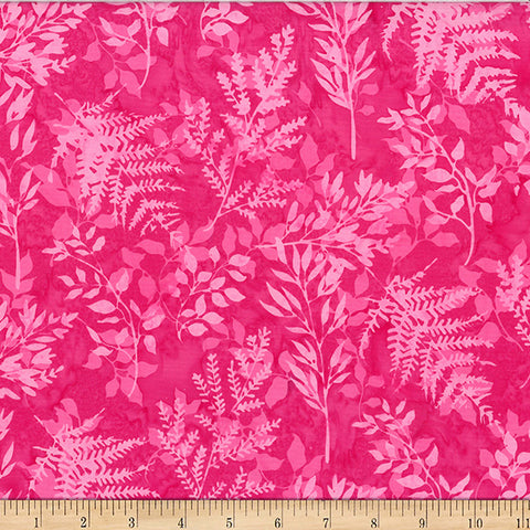 Hoffman Batik X2627 H12 Hot Pink Leafy Branches By The Yard