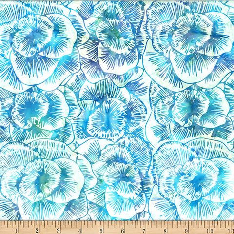Hoffman Bali Batik X2633 41 Aqua Linear Peony By The Yard