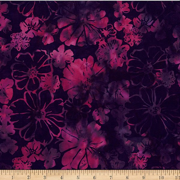 Hoffman Bali Batik X2634 346 Huckleberry Bold Floral By The Yard