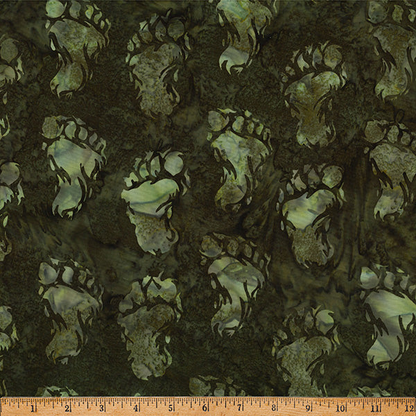 Hoffman Bali Batik X2642 96 Olive Bigfoot Footprint By The Yard