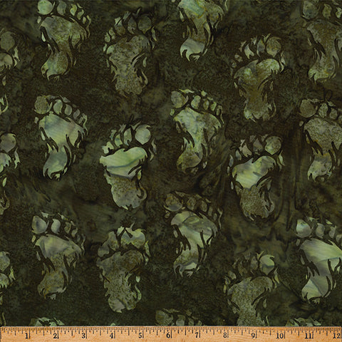 Hoffman Bali Batik X2642 96 Olive Bigfoot Footprint By The Yard