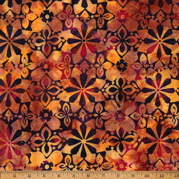 Hoffman Batik X2645 604 Halloween Geometric Floral By The Yard