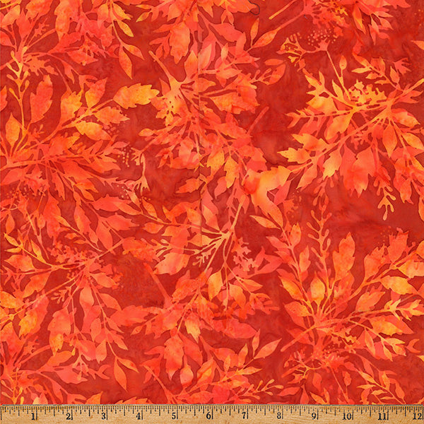 Hoffman Batik X2646 431 Cayenne Leafy By The Yard