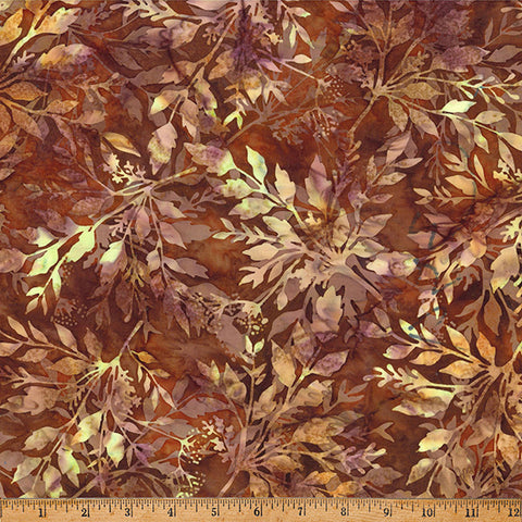 Hoffman Batik X2646 573 Pecan Leafy By The Yard
