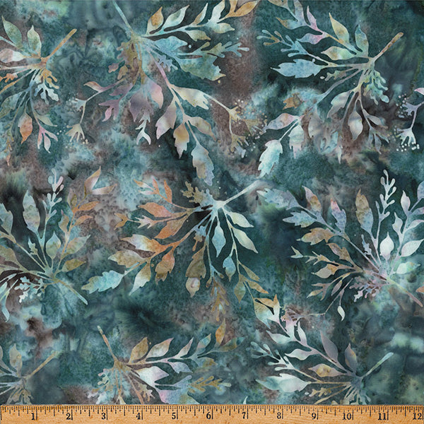Hoffman Batik X2646 611 River Rock Leafy By The Yard