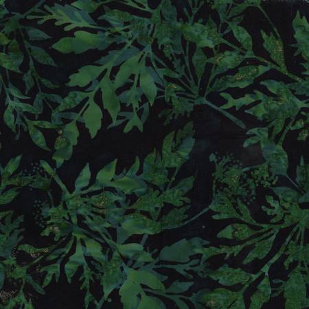 Hoffman Batik X2646 216 Black Jade Mottled Leaves By The Yard