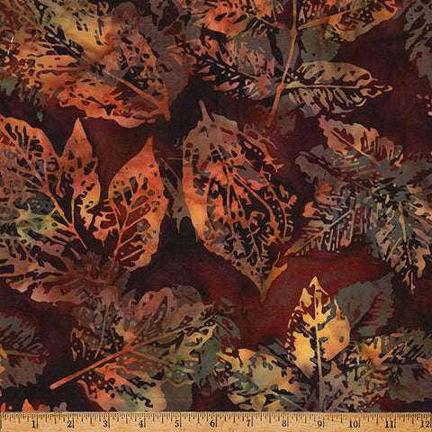 Hoffman Batik X2650 428 Mulberry Xray Leaves By The Yard