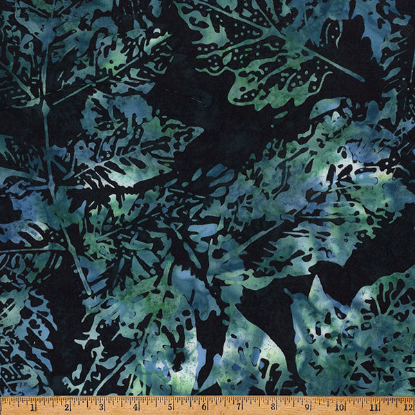 Hoffman Batik X2650 703 Deep Teal X-Ray Leaves By The Yard