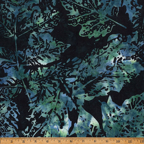 Hoffman Batik X2650 703 Deep Teal X-Ray Leaves By The Yard