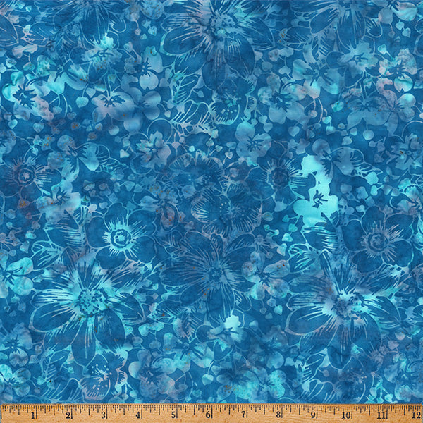 Hoffman Batik X2651 261 Bluejay Packed Floral By The Yard