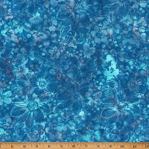 Hoffman Batik X2651 261 Bluejay Packed Floral By The Yard