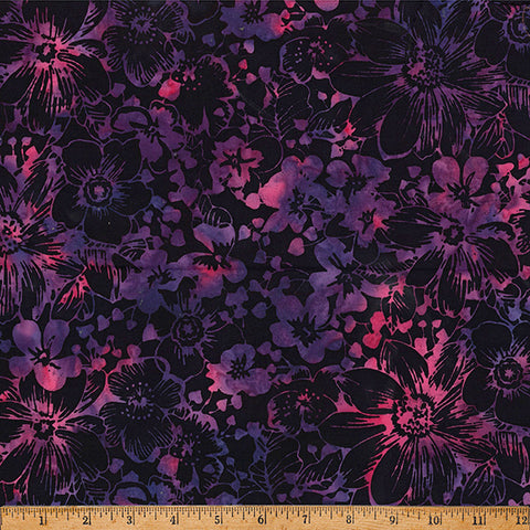 Hoffman Batik X2651 382 Grape Juice Packed Floral By The Yard