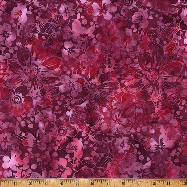 Hoffman Batik X2651 72 Magenta Packed Floral By The Yard