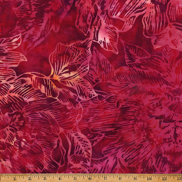Hoffman Batik X2653 143 Ruby Large Linear Floral By The Yard