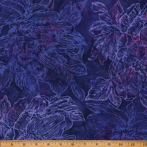 Hoffman Batik X2653 81 Violet Large Linear Floral By The Yard