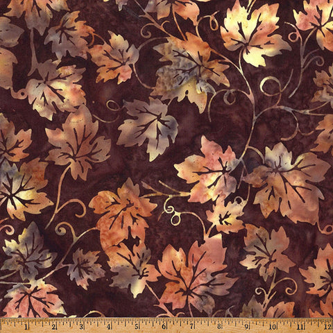 Hoffman Batik X2664 386 Brownie Grape Leaves By The Yard
