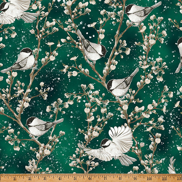 Hoffman Metallic Cotton & Pine X5556 31S Emerald/Silver By The Yard
