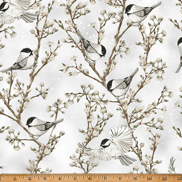 Hoffman Metallic Cotton & Pine X5556 674S Light Gray/Silver By The Yard