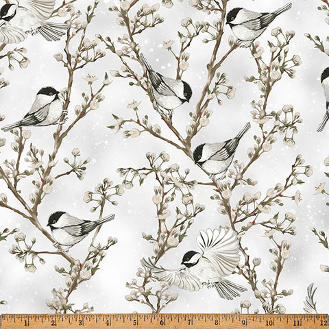 Hoffman Metallic Cotton & Pine X5556 674S Light Gray/Silver By The Yard