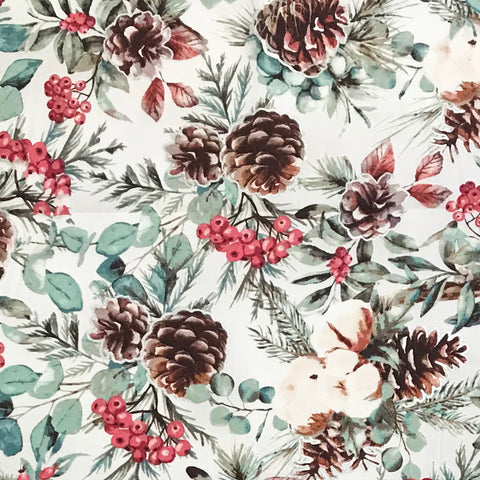 Hoffman Metallic Cotton & Pine X5557 674S Light Gray/Silver By The Yard