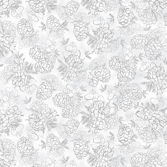 Hoffman Metallic Cotton & Pine X5559 483S Fog/Silver By The Yard