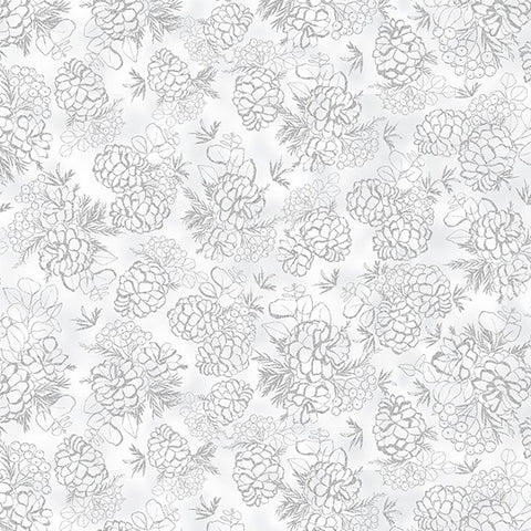 Hoffman Metallic Cotton & Pine X5559 483S Fog/Silver By The Yard