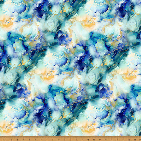 Hoffman Spectrum Print Flourish X5628 73 Ocean By The Yard