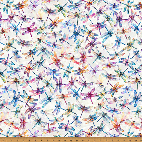 Hoffman Spectrum Print Wings Over Wildflowers X5707 20 Natural  By The Yard