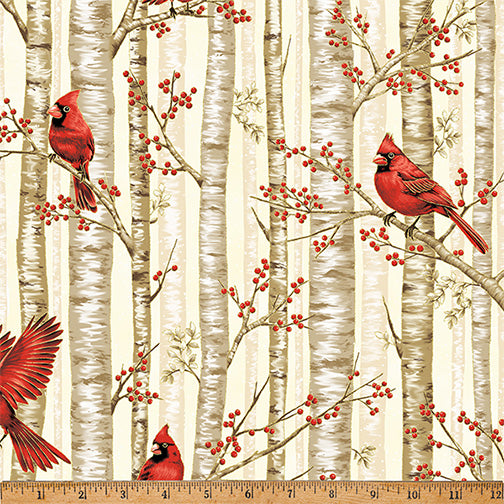 Hoffman Metallic Berries & Birch X7794 33G Cream/Gold By The Yard