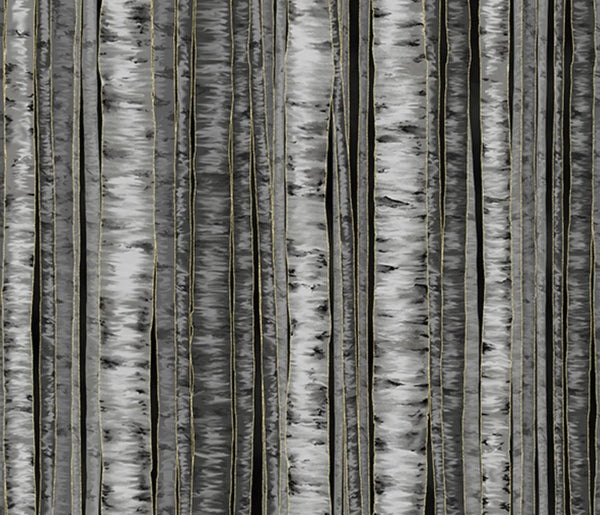 Hoffman Metallic Berries & Birch X7795 4G Black/Gold By The Yard