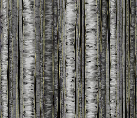 Hoffman Metallic Berries & Birch X7795 4G Black/Gold By The Yard