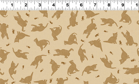 Clothworks Purrfection Y3974 60 Kittens Dark Butter By The Yard